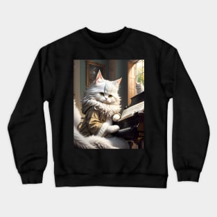 Cat Playing Piano - Modern Digital Art Crewneck Sweatshirt